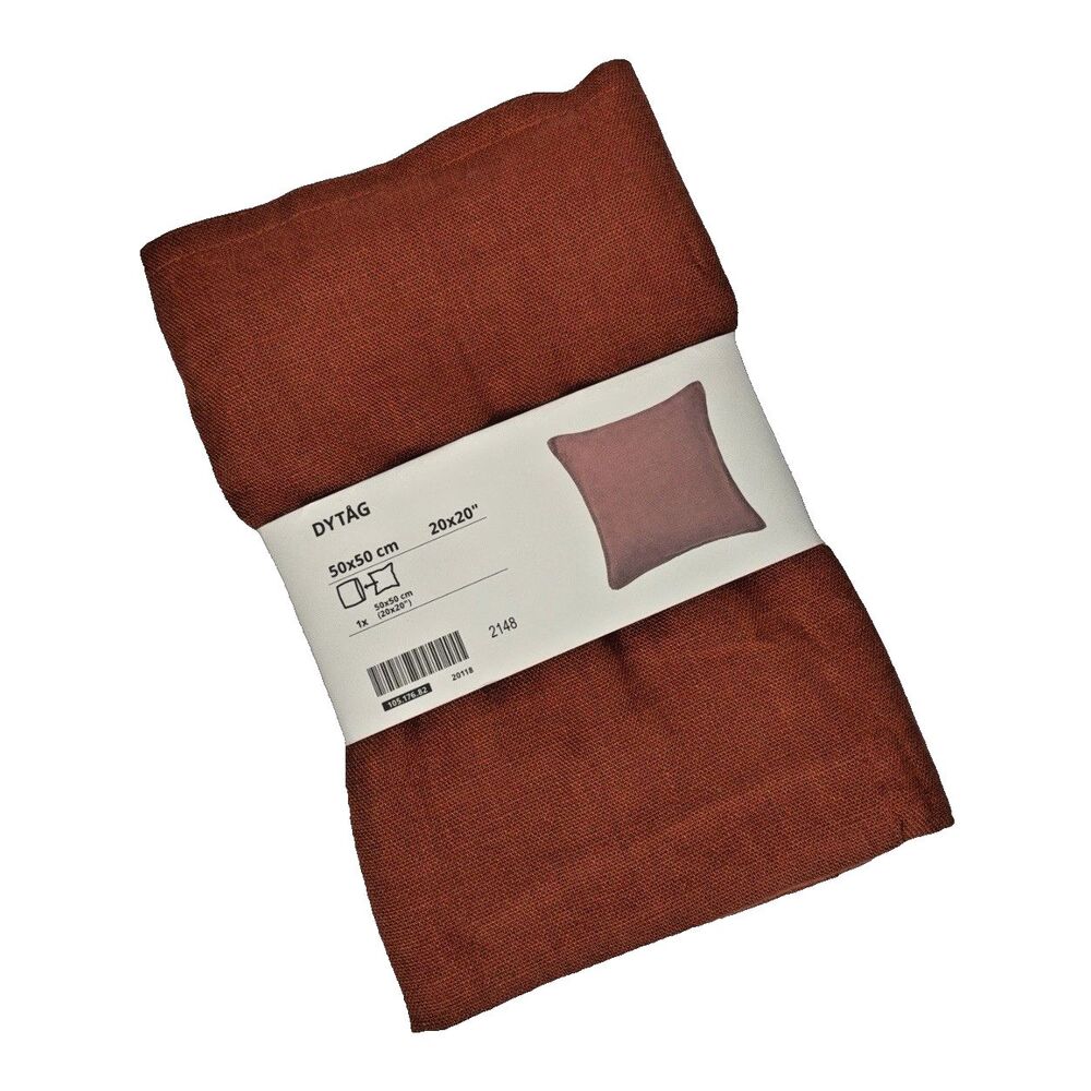 IKEA DYTÅG Linen Cushion Cover 20x20 Brown-Red Orange Throw Pillow Slipcover